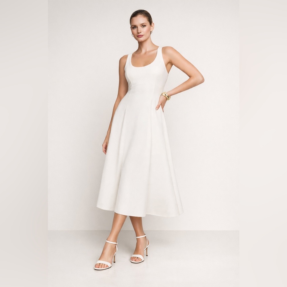 Reformation Mikol Princess Seam Scoop-Neck Pleated A-Line Midi Dress Size S - Picture 6 of 16